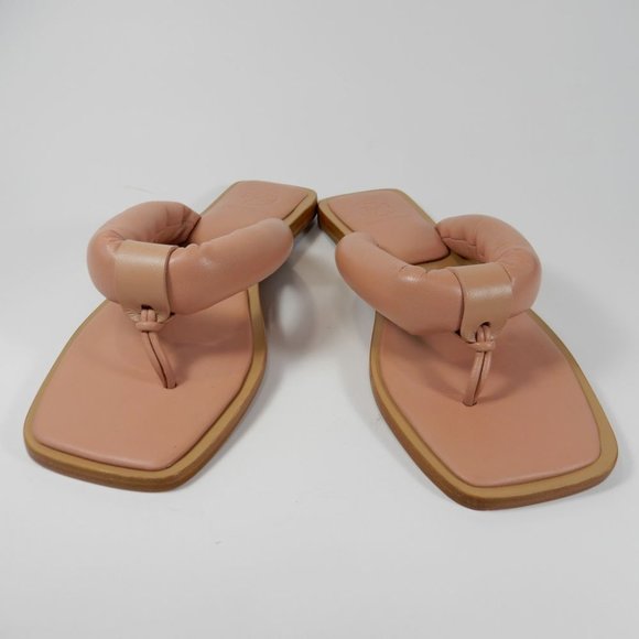 TORY BURCH Puffy Strap Thong Nevada Flat SANDALS Size 5.5 Shell Pink Leather NEW - Picture 3 of 13